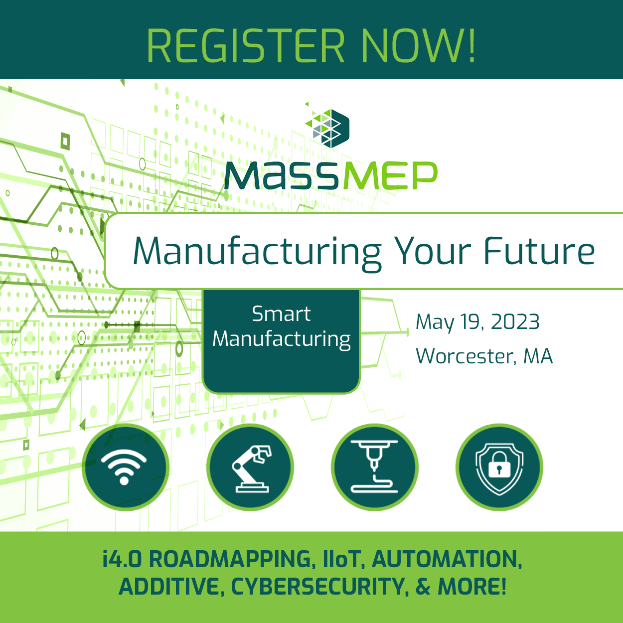 MassMEP event logo for Smart Manufacturing event May 2023